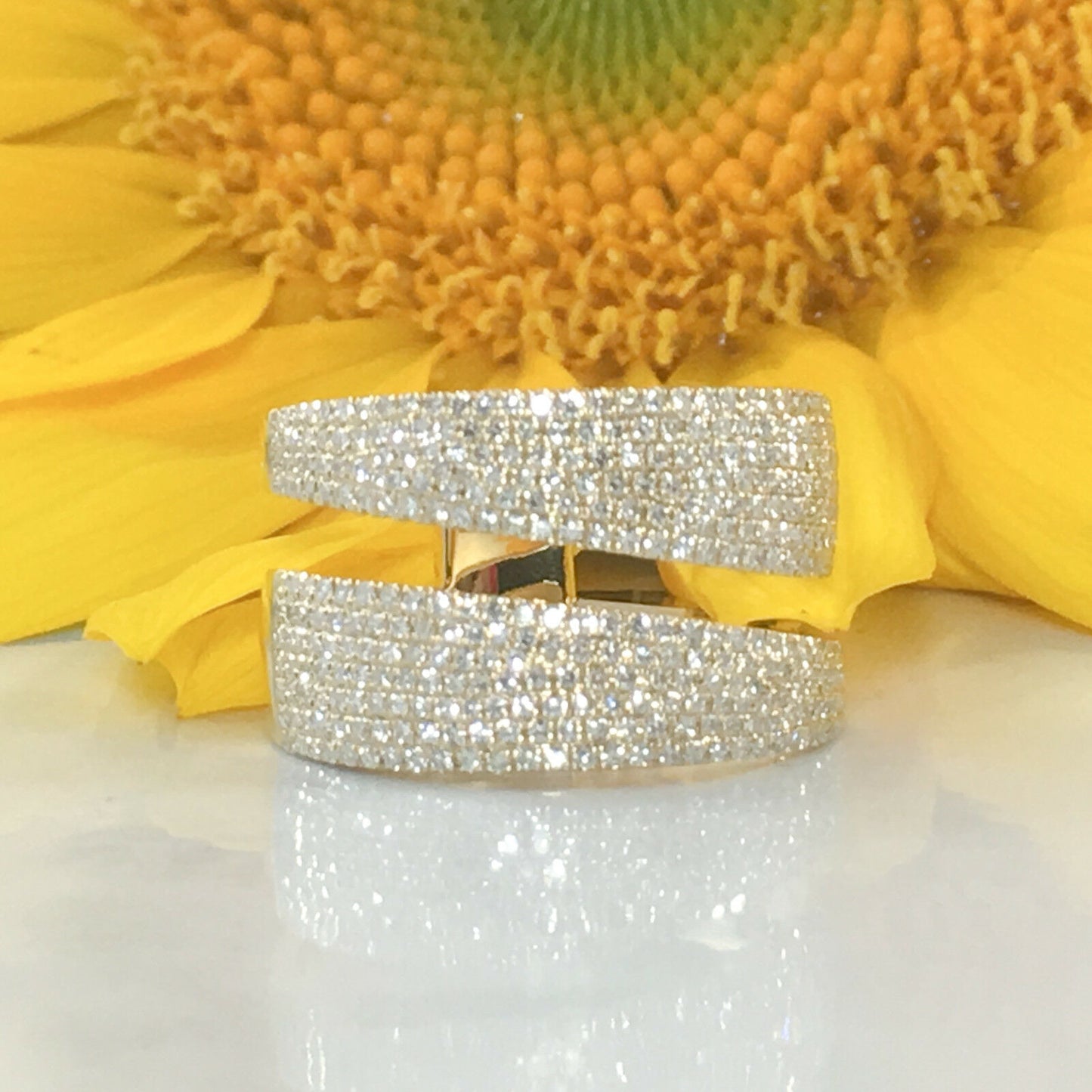 14K Gold 0.80CT Diamond Bypass Wrap Ring Statement Open Cocktail Natural