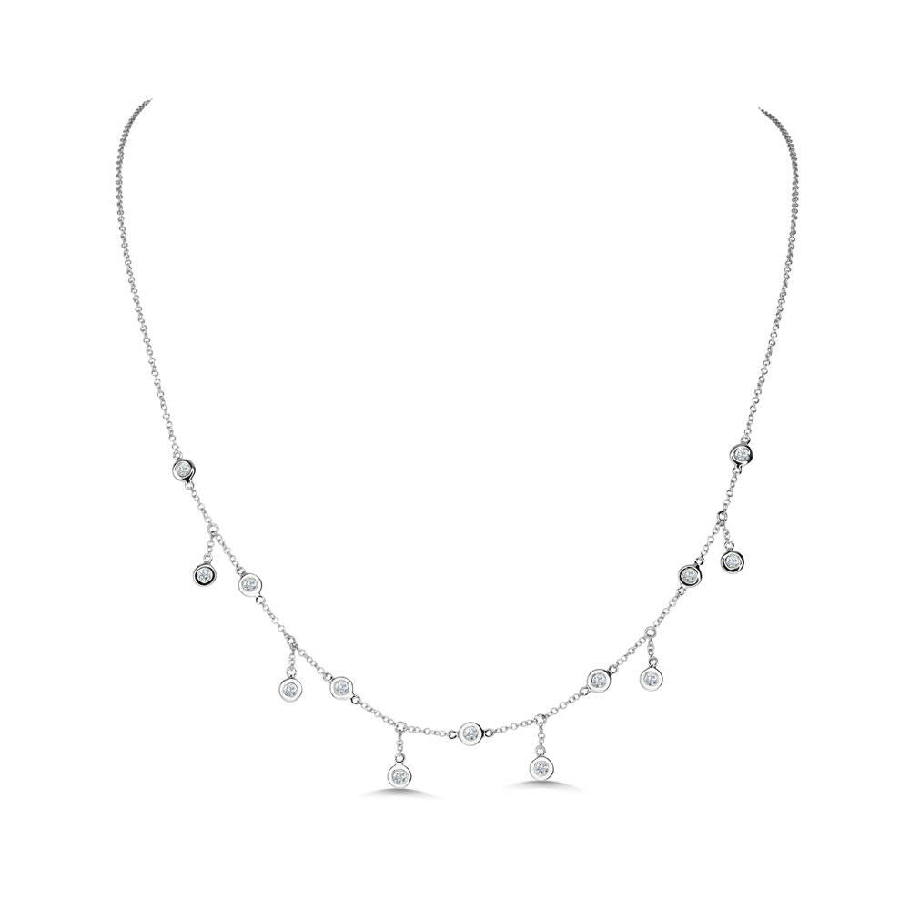14K Gold 0.36 CT Diamond Shaker Necklace Bezel Set Dangle Round Cut Natural