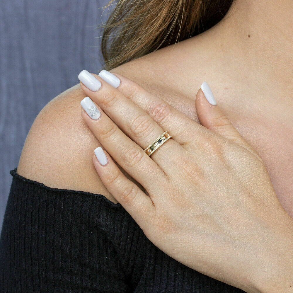 14K Gold 0.23 CT Bezel Diamond Wedding Ring Band Women's Round Cut Natural