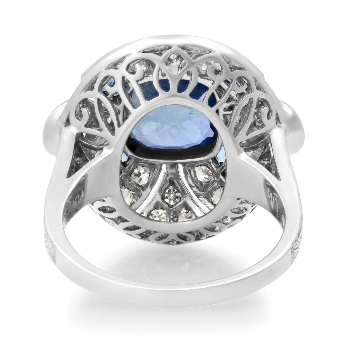Cushion Blue Sapphire Old Mine Cut Diamond Platinum Ring Art Deco Antique Inspired
