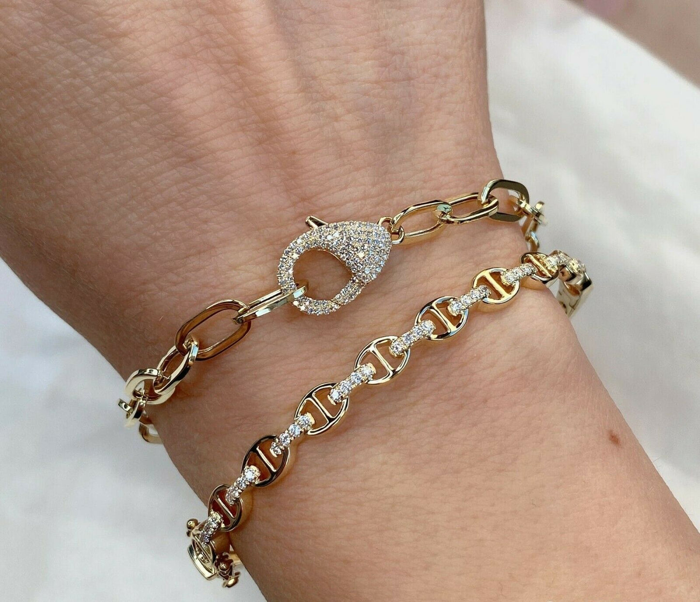 14K Gold 0.35 CT Diamond Oval Bangle Bracelet Round Cut Womens Natural