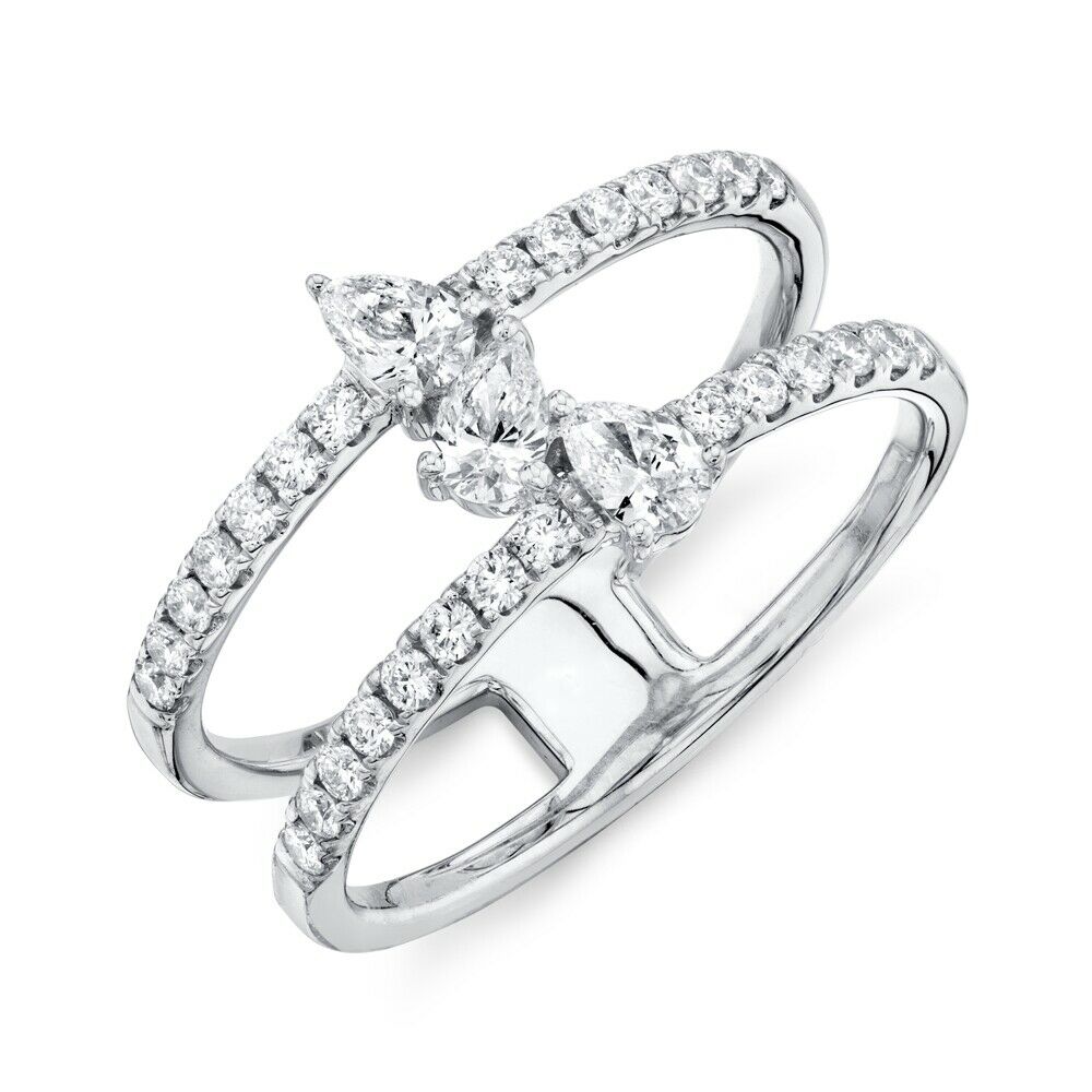 14K Gold 0.34 CT Pear Cut Diamond Open Cocktail Ring Right Hand Women's Natural