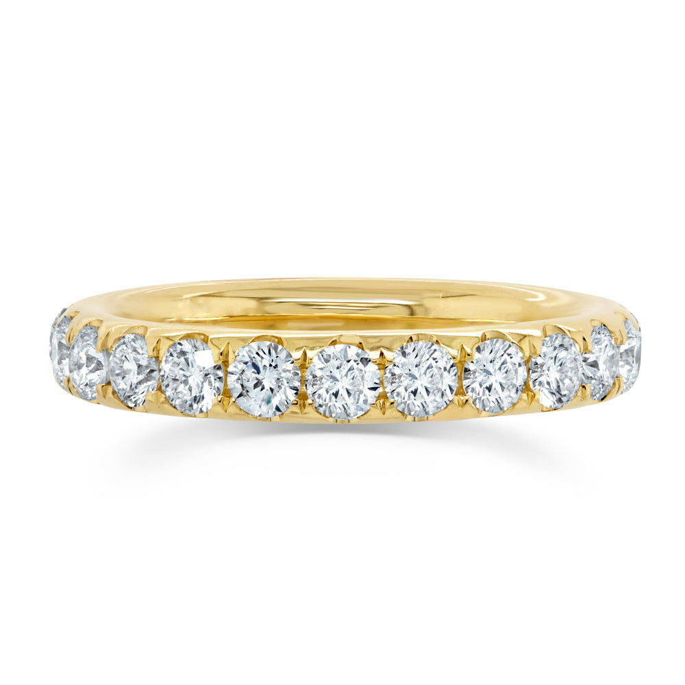 14K Gold 2.07 CT Round Diamond Eternity Ring Size 8 Band Natural Anniversary