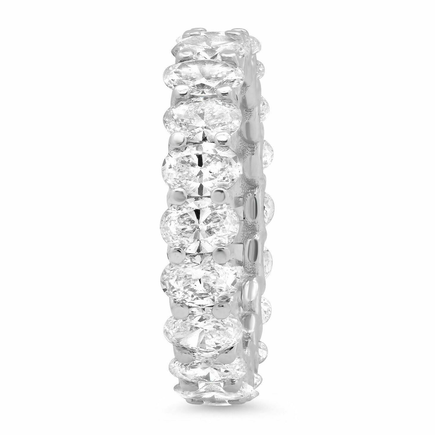 18K White Gold 4.08 CT Oval Diamond Eternity Ring Band Engagement Wedding Natural
