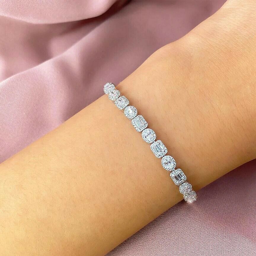 14K Gold 4.20 CT Certified Oval Cut Diamond Bracelet Natural