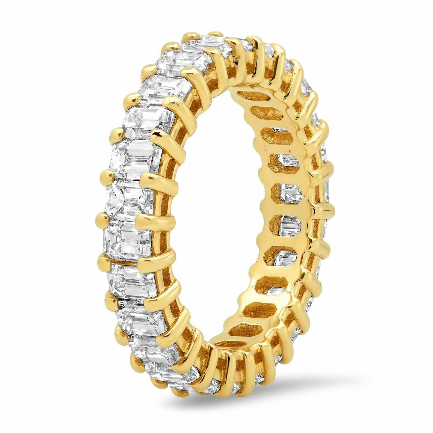 18K Gold 3.70 CT Emerald Diamond Eternity Ring Engagement Anniversary Wedding
