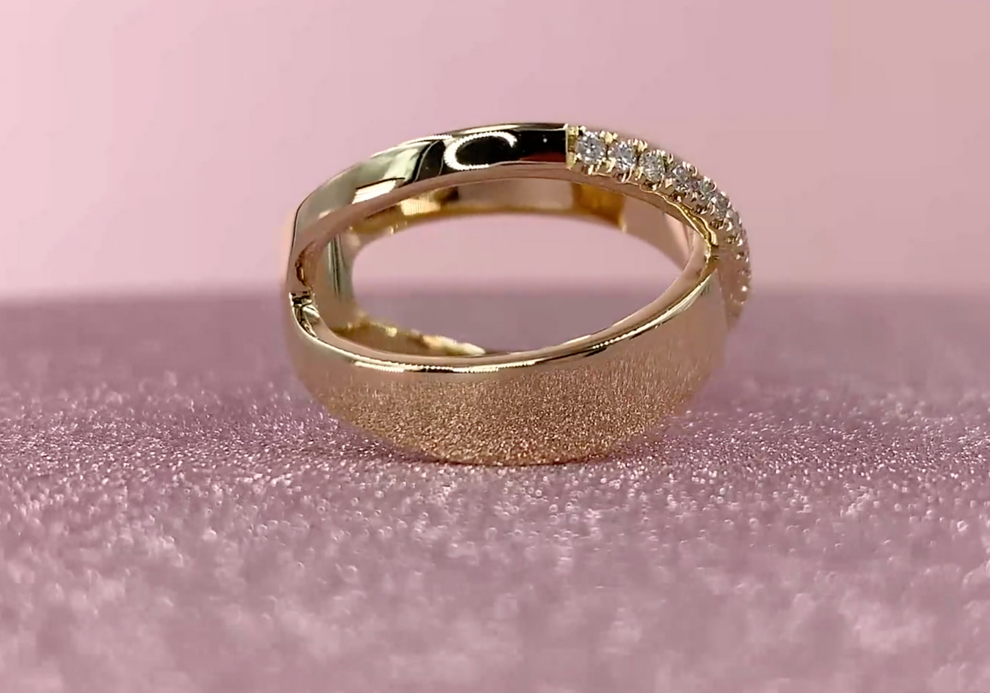 14k Gold 0.19 CT Diamond Crossover X Wide Ring natural Round Cut