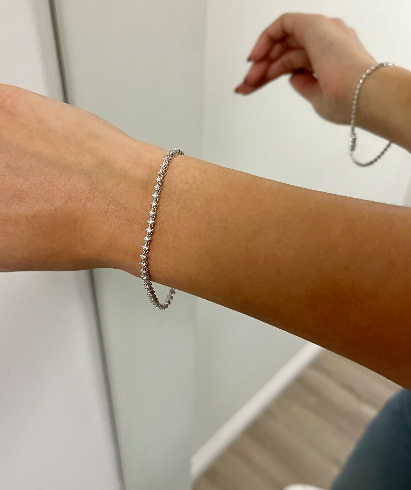 14K Gold 1.27CT Diamond Tennis Bracelet Round Women's Certified Natural F VS2