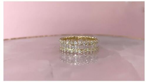 14K Gold 1.21 CT Baguette Diamond Eternity Ring Channel Set Natural Certified