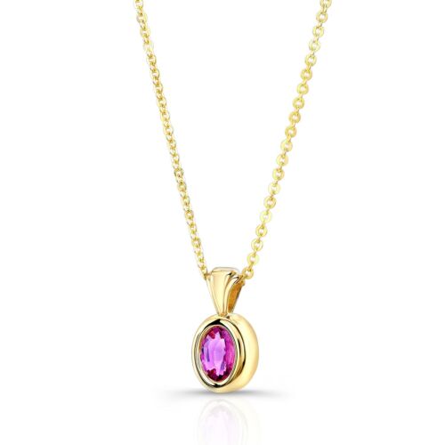 14K Gold 1.00 CT Pink Sapphire Solitaire Necklace