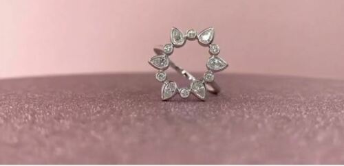 14K Gold 0.59 CT Diamond Open Halo Pear Cut Cocktail Ring Women's Natural