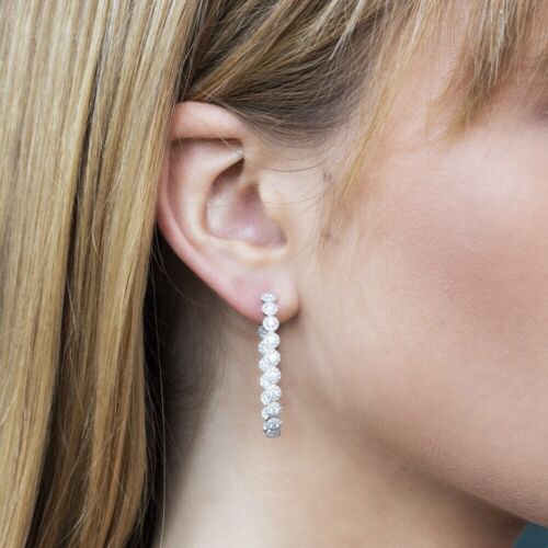 14K Gold Diamond Inside Out Oval Hoop Earrings