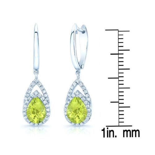 14K Gold 1.83 CT Peridot Teardrop Diamond Earrings