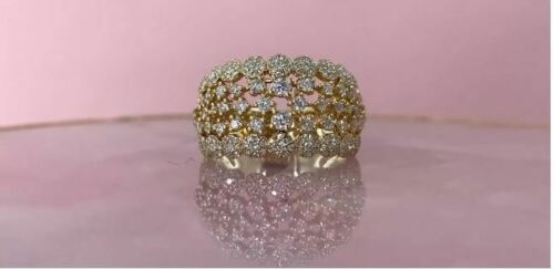 14K Gold 1.14 CT Women's Diamond Cocktail Ring Wide Round Cut Statement Right Hand