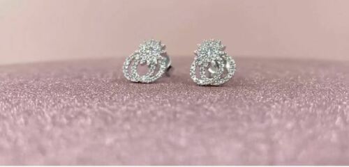14K Gold 0.31 CT Diamond Starburst Stud Earrings Double Circle 2 Halo Natural