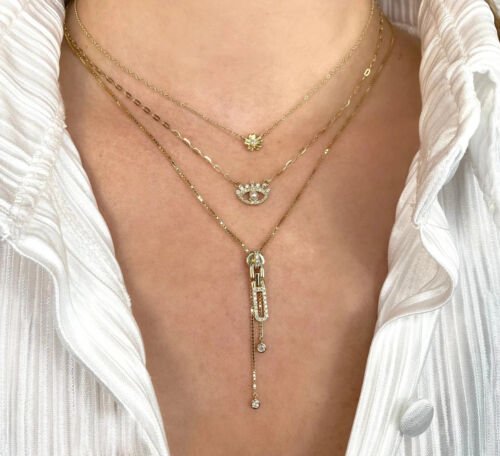 14K Gold Diamond Zipper Bolo Necklace