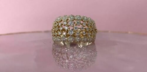 14K Gold 1.14 CT Women's Diamond Cocktail Ring Wide Round Cut Statement Right Hand