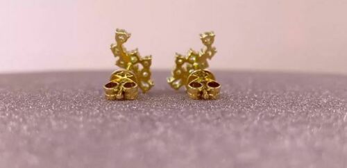14K Gold 0.70 CT Pear Round Cut Diamond Stud Ear Crawler Earrings Natural