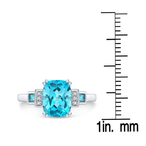 14K White Gold 3.93 CT Swiss Blue Topaz Diamond Ring