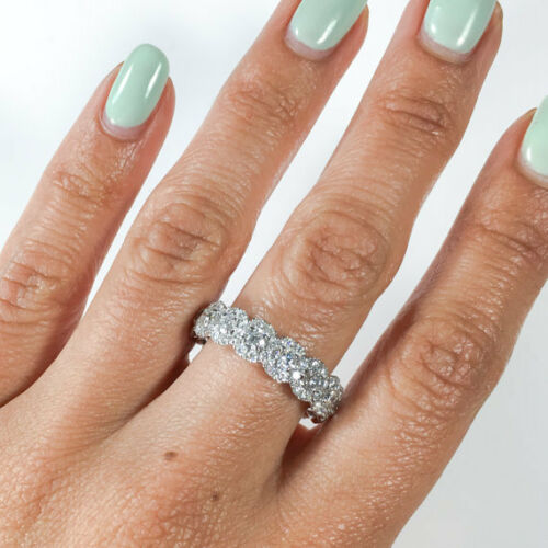 18K White Gold 2.47 CT Round Diamond Halo Eternity Ring Anniversary Band Engagement