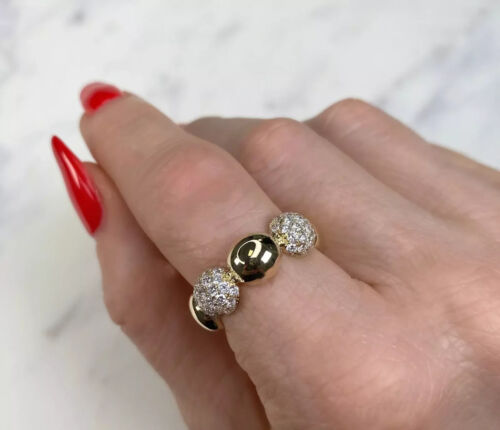 14K Gold 0.90 CT Diamond Pave Circle Ring