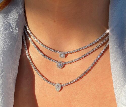 14K Gold Diamond Baguette Pendant Necklace