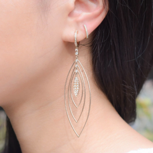 14K Gold 0.65 CT Diamond Marquise Drop Dangle Earrings  Natural Statement