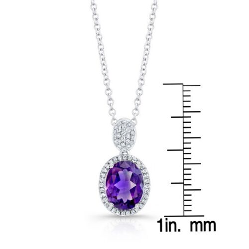 14K Gold 2.00 CT Purple Amethyst Diamond Necklace