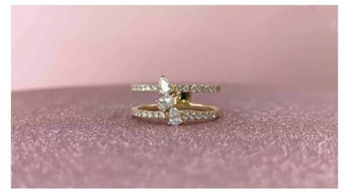 14K Gold 0.34 CT Pear Cut Diamond Open Cocktail Ring Right Hand Women's Natural