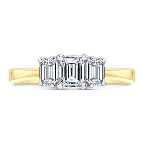 14K Gold 1.00 CT Three-Stone Emerald-Cut Engagement Ring