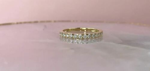 14K Gold 0.32 CT Women's 2 MM Diamond Wedding Ring Band Triangle Prong Set