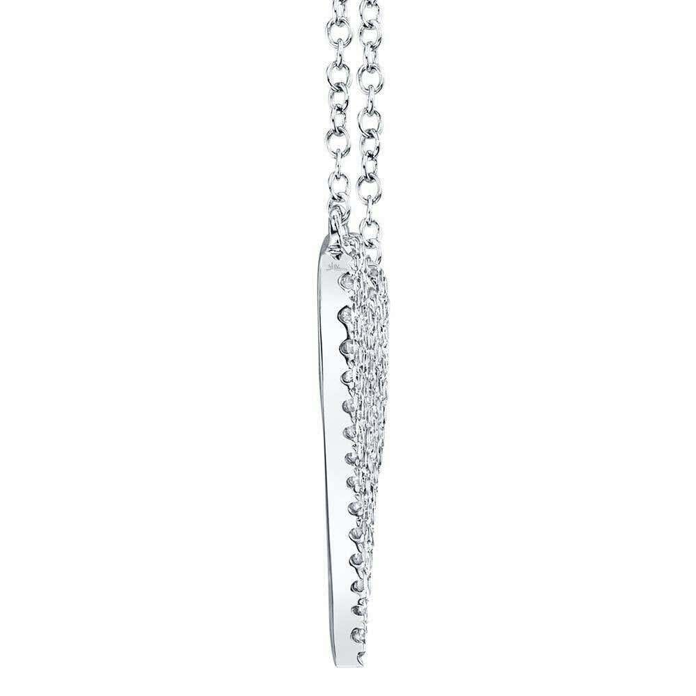0.11 Carat Heart Shape Round Cut Pave Diamond White Gold Pendant Necklace