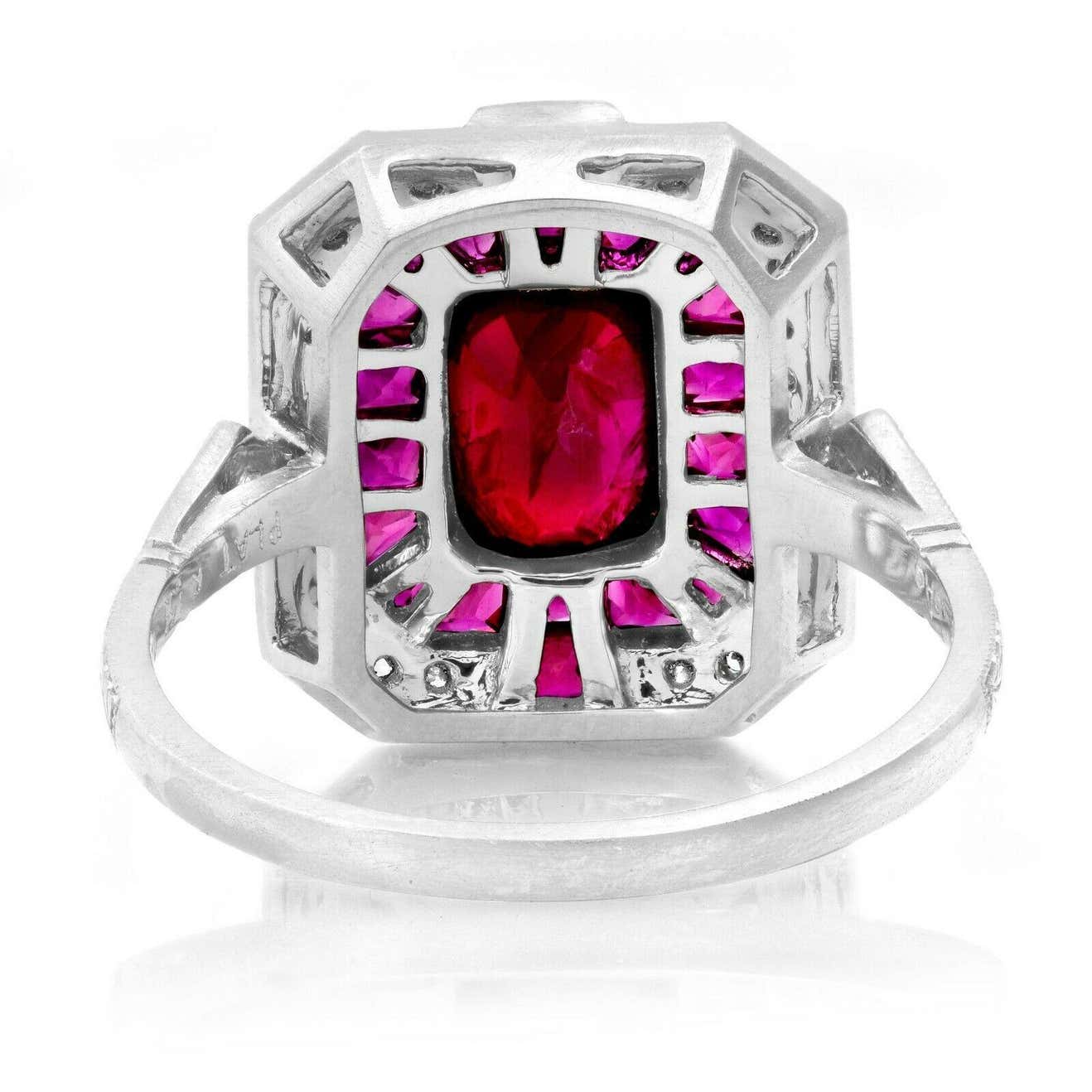 Ruby Diamond Art Deco Platinum Ring