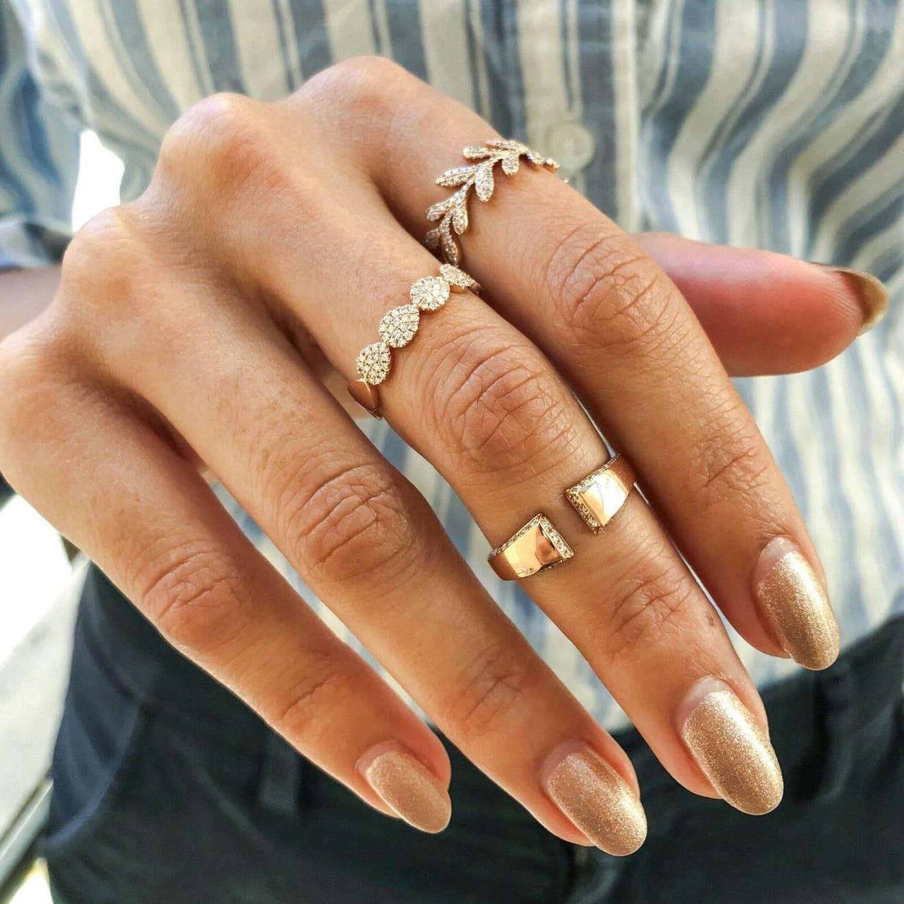 0.30 CT Leaf Style Round Diamond Rose Gold Cocktail Ring