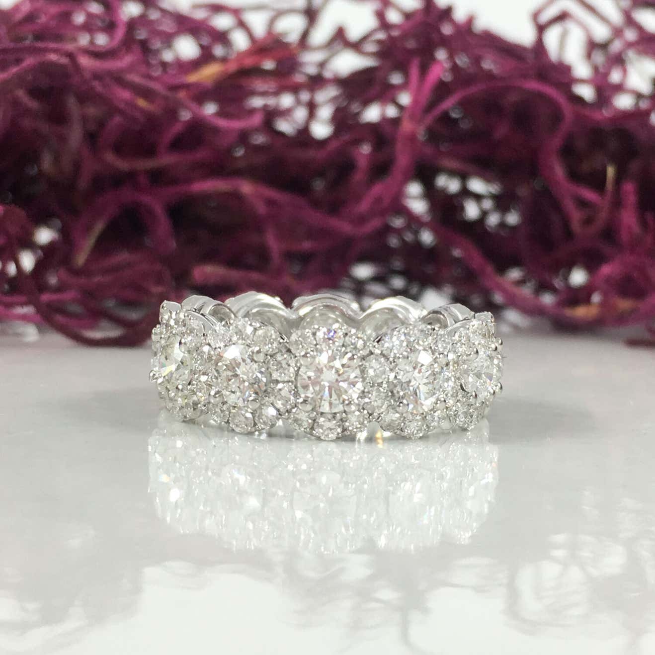 4.12 TCW Halo Eternity Diamond White Gold Engagement Band