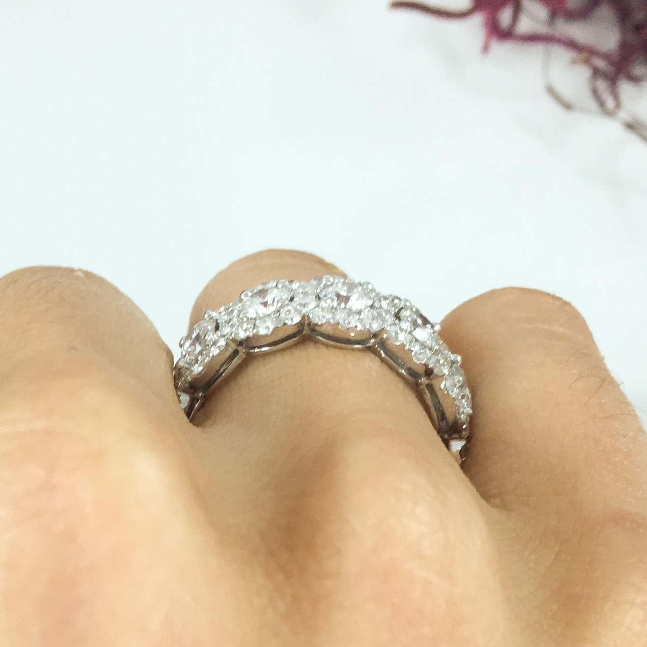 4.12 TCW Halo Eternity Diamond White Gold Engagement Band