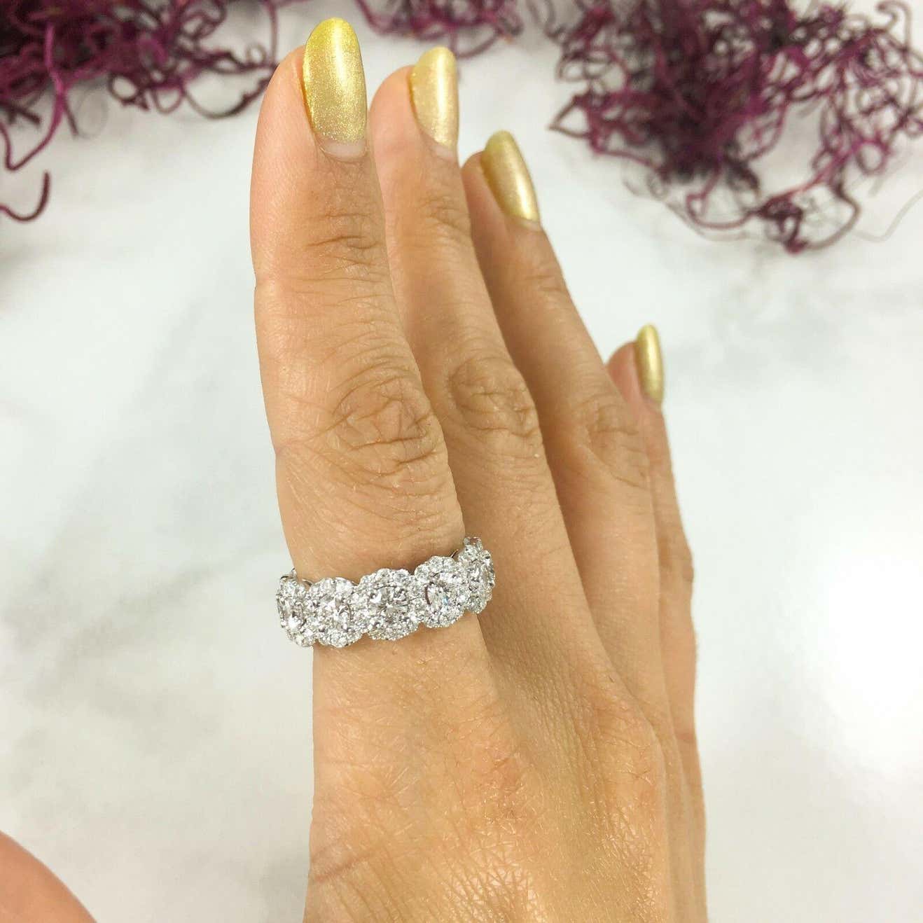 4.12 TCW Halo Eternity Diamond White Gold Engagement Band