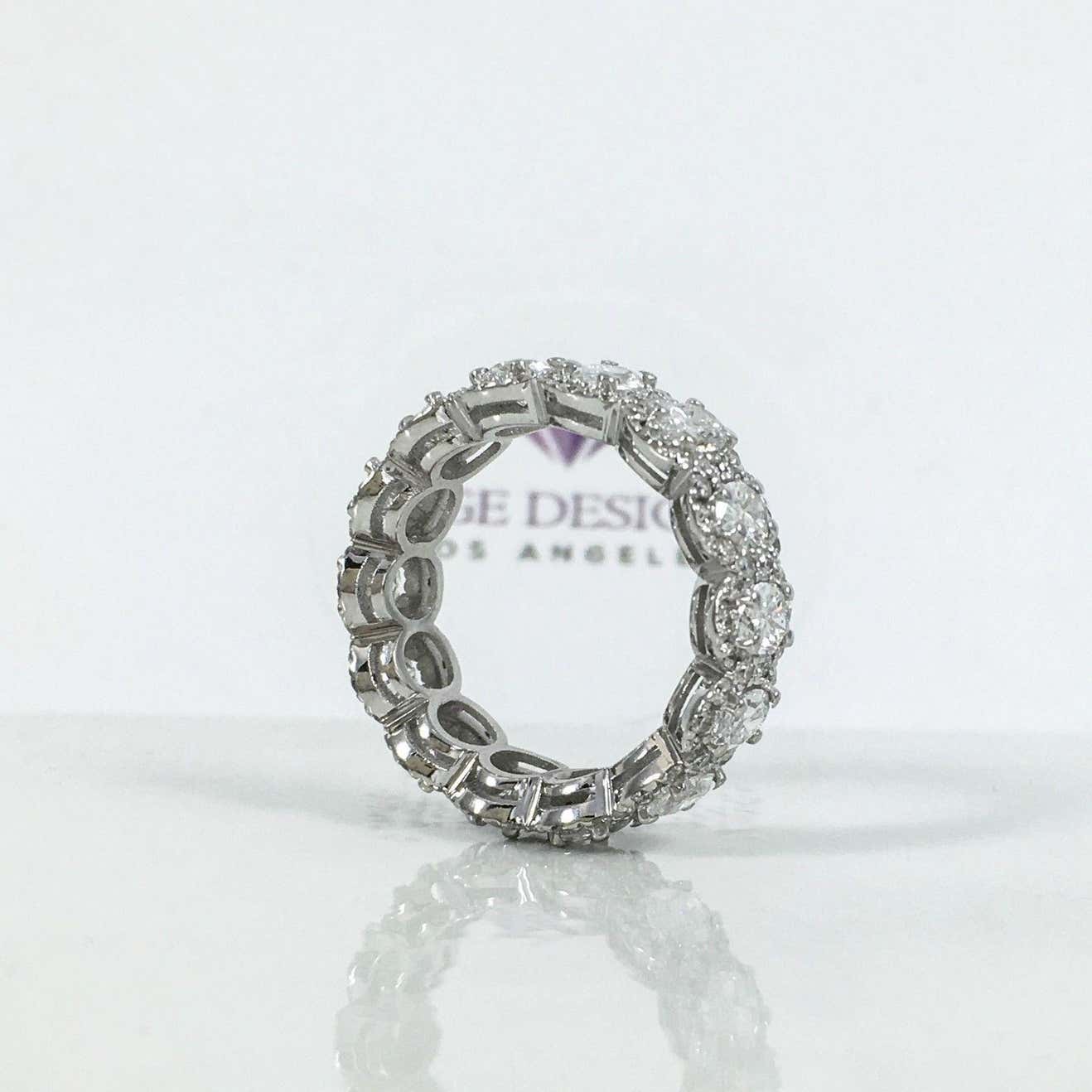 4.43 TCW Halo Eternity Oval Round Diamond White Gold Engagement Band