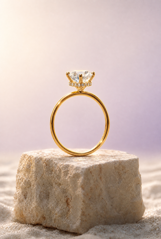 1.11 CT 14K Yellow Gold Lab Grown Round Diamond Engagement Ring