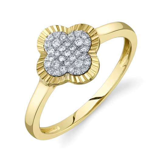 14K Gold Diamond Clover Ring