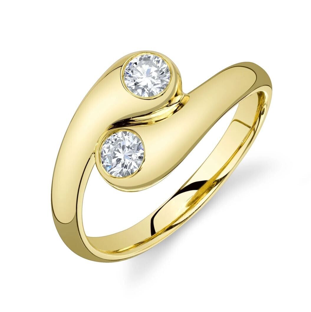 14K Yellow Gold 0.37CT Diamond Yin Yang Wrap Ring
