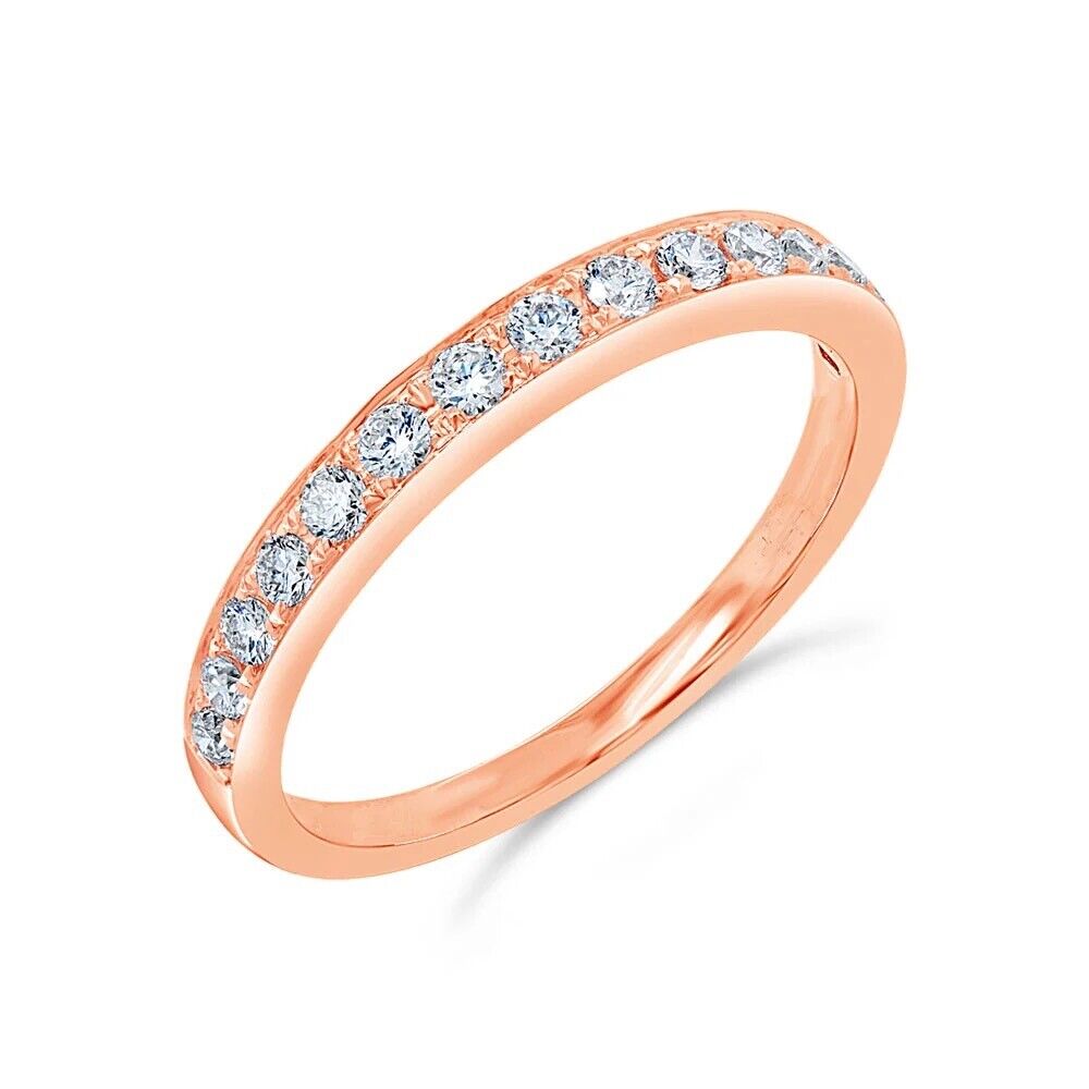 14K Gold Rose Gold 0.40CT Round Cut Diamond Wedding Band