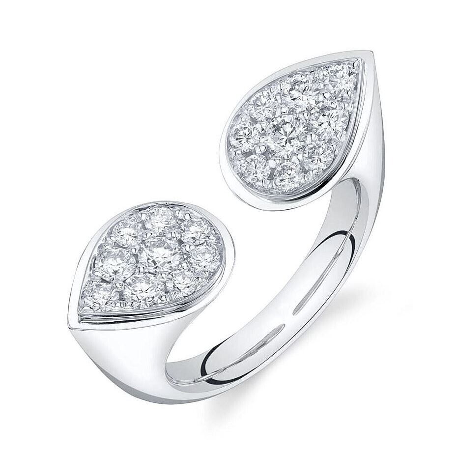 14K White Gold Open Pear Shape Statement Ring