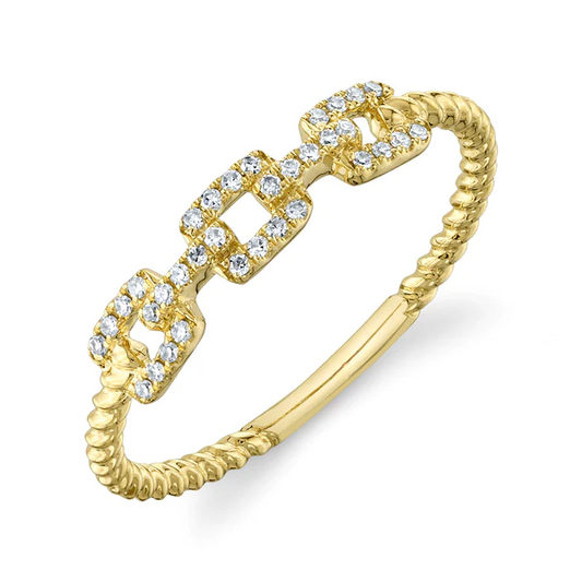 14K Gold Diamond Link Ring
