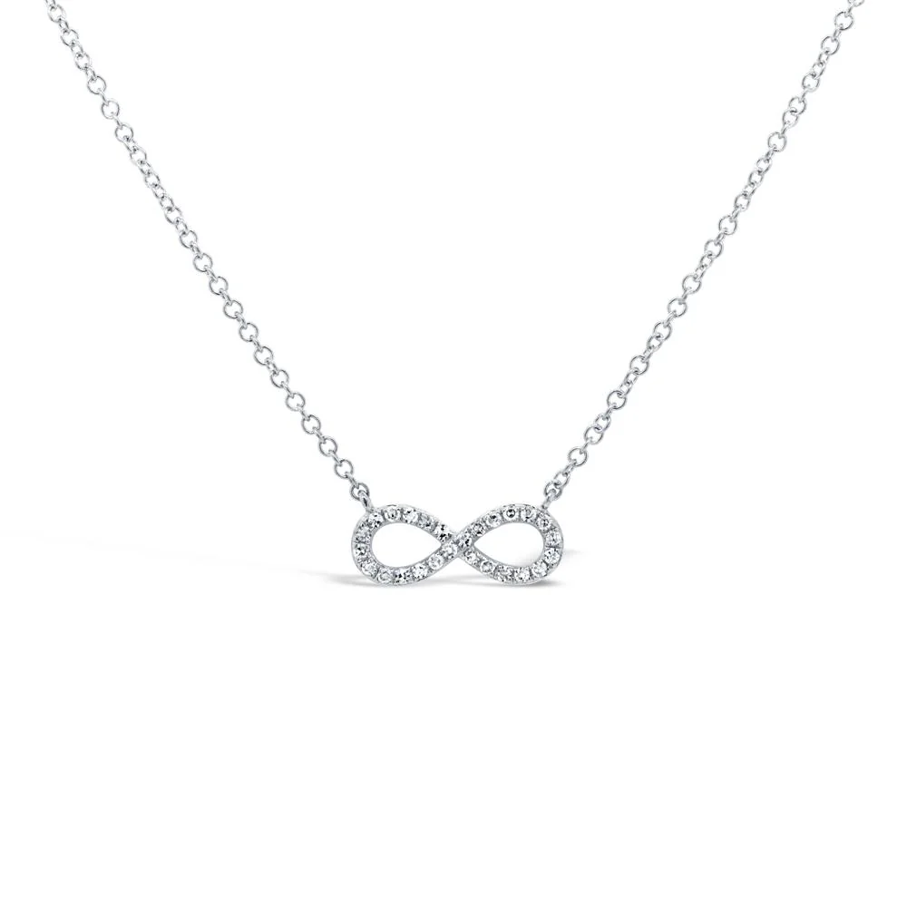 14K White Gold 0.10CT Diamond Infinity Pendant Necklace