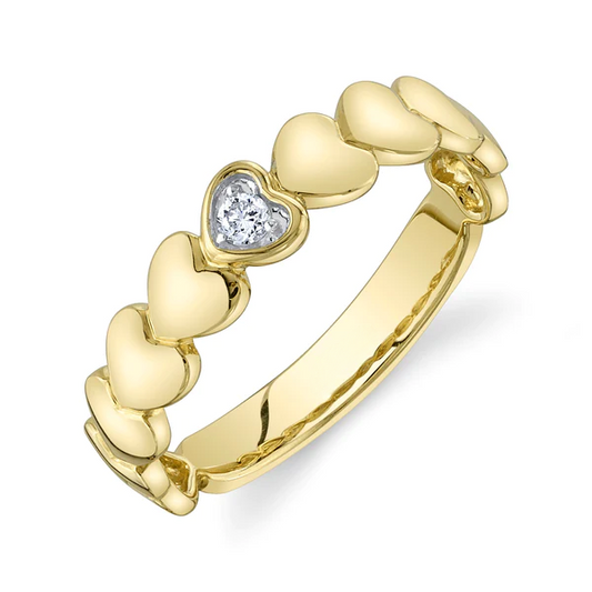 14K Gold Diamond Heart Ring