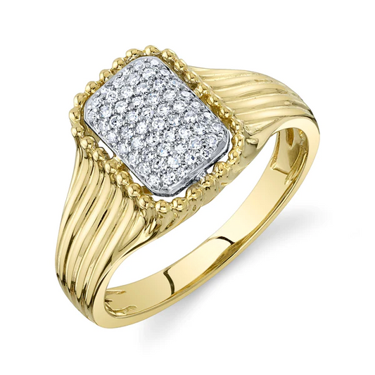 14K Gold Window Rectangle Pave Ring