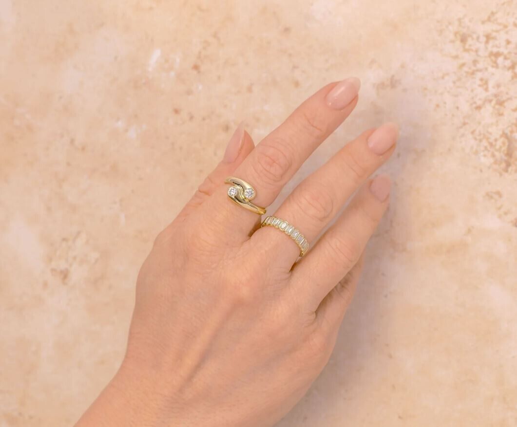 14K Yellow Gold 0.37CT Diamond Yin Yang Wrap Ring