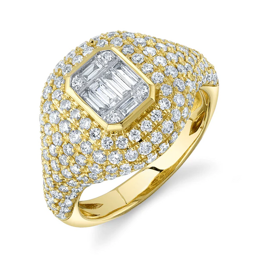 14K Gold Diamond Signet Ring