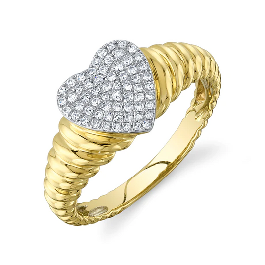 14K Gold Diamond Heart Pave Ring